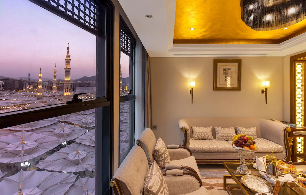 The Oberoi Madina - Deluxe hotel room interior near Masjid Nabawi, Islamic heritage accommodation amenities